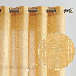 Boho Curtains for Living Room - Yellow Geometric Striped Design