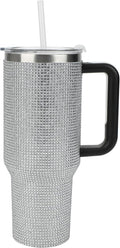 Bioworld Silver Rhinestone 40 Oz Stainless Steel Tumbler - Sparkly