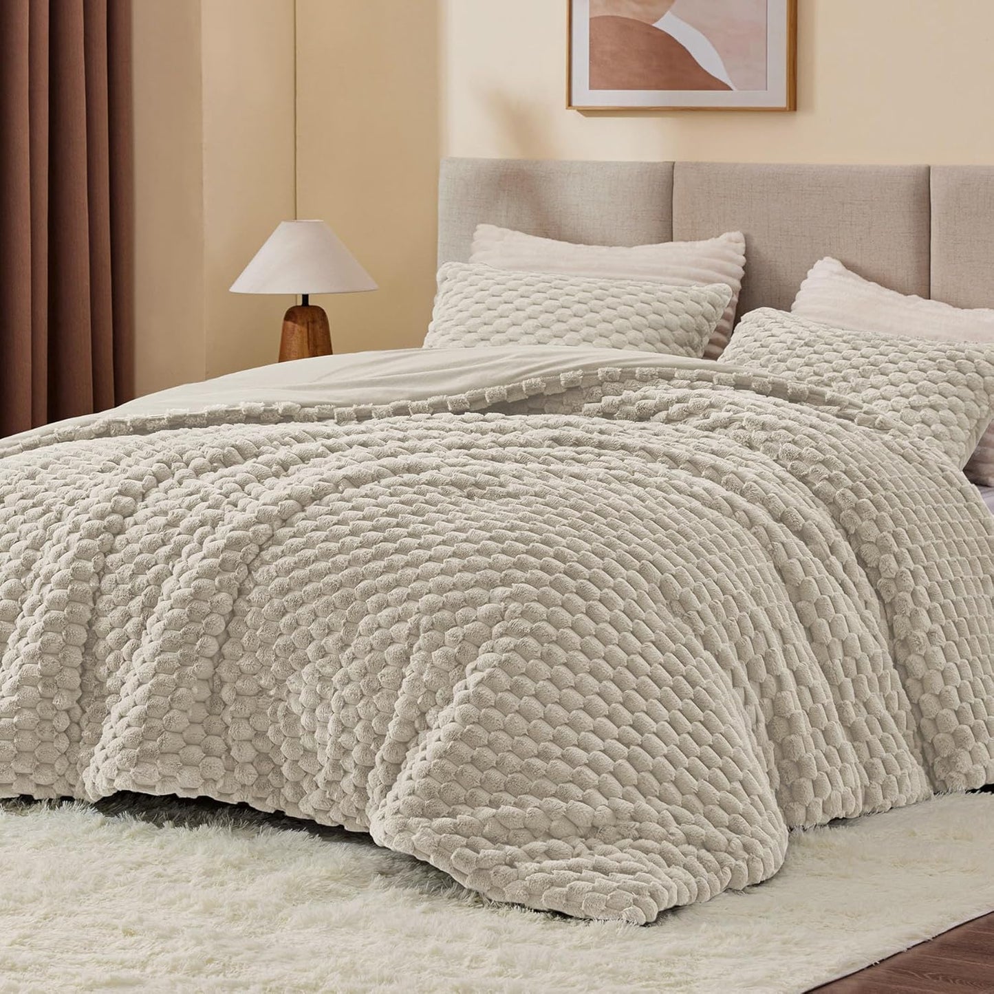 Fluffy Queen Comforter Set for Cozy Winter Nights - 3 Pieces