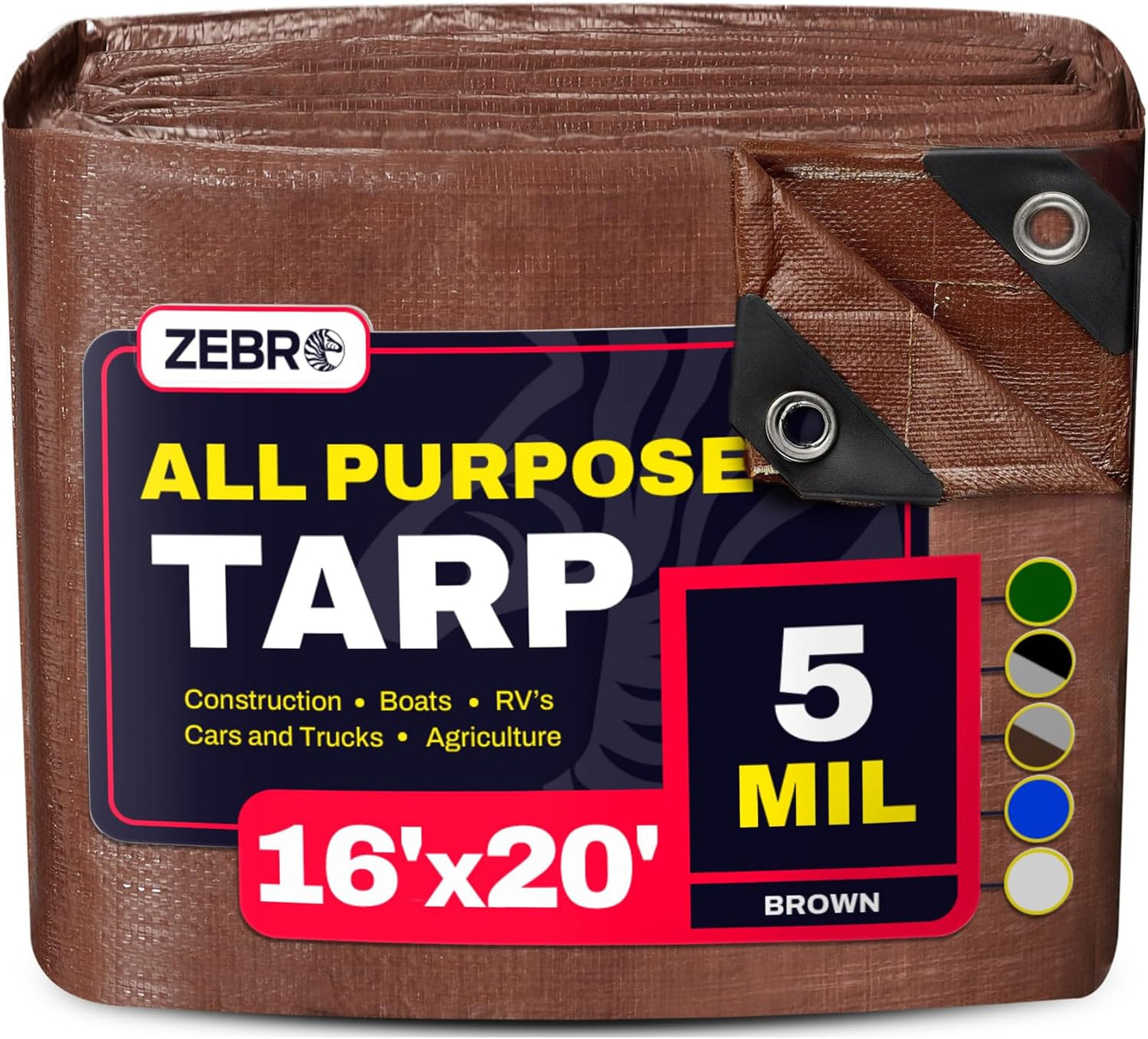 16ft x 20ft Brown Tarp - Durable Waterproof Cover for All Needs