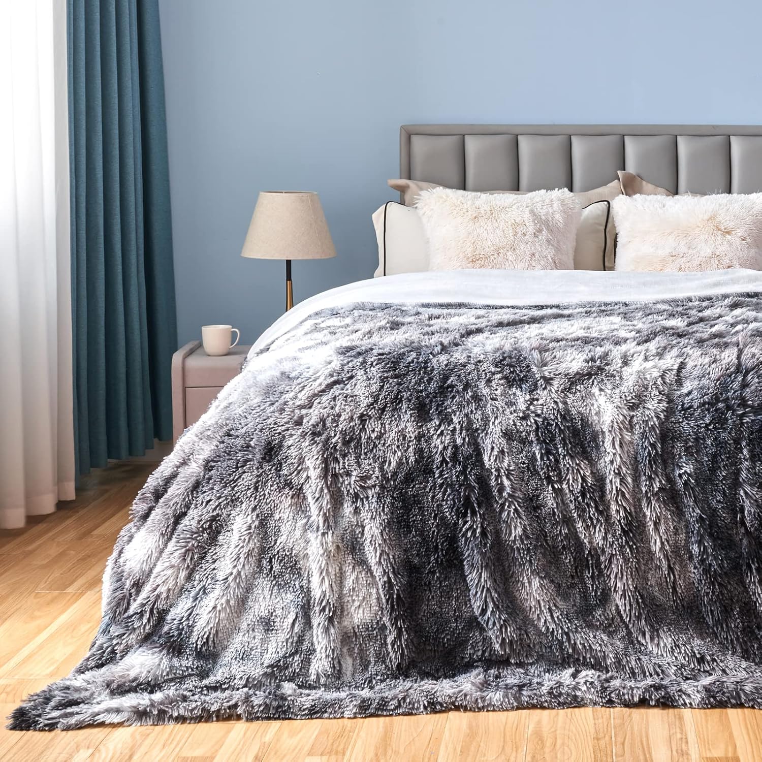 Fuzzy Faux Fur Throw Blanket Queen Size for Cozy Comfort