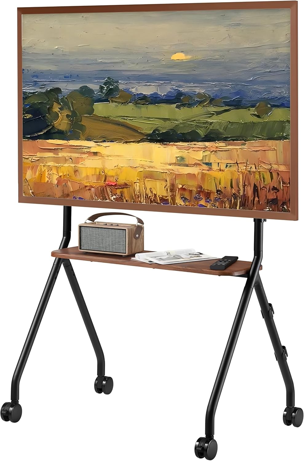 Easel Rolling TV Stand for 49-80 Inch TV Screen with Wheels
