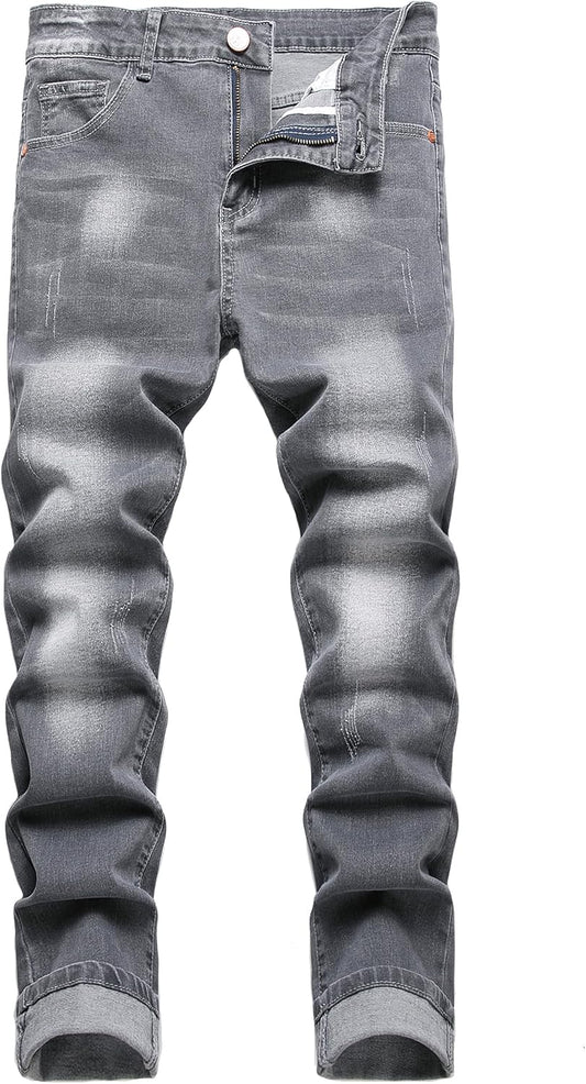 Men's Slim Fit Stretch Jeans Ripped Skinny Fashion Denim Pants