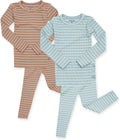 AVAUMA Stripe Pattern Baby Pajama Set - Soft Snug Ribbed Fit