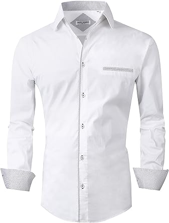 Alex Vando Mens Dress Shirts Regular Fit Long Sleeve Stretch