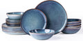 18pc Reactive Glaze Ceramic Dinnerware Set for 6 - Handmade Stoneware