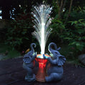 Elephant Statue Solar Garden Decor - Color Changing Fiber Light