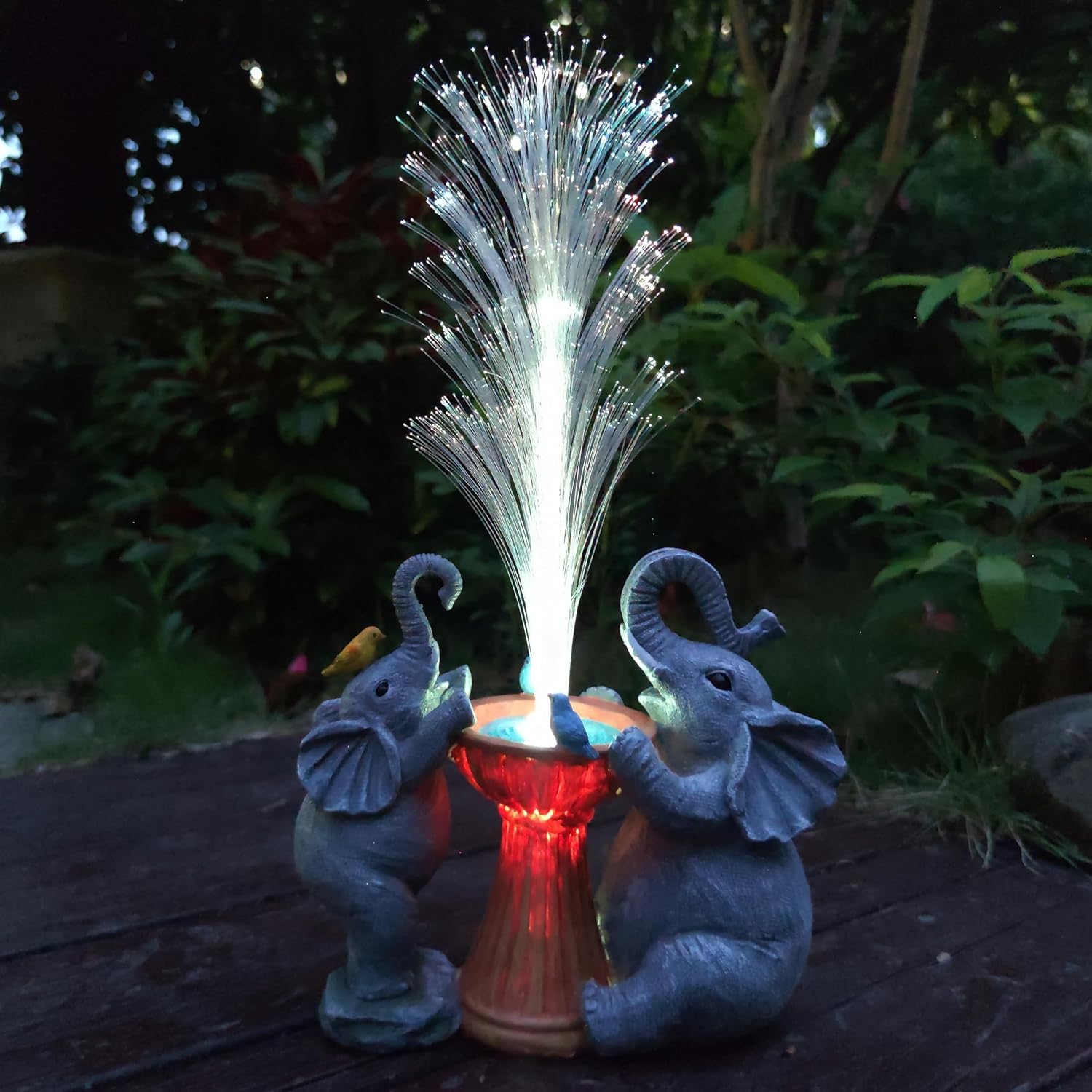 Elephant Statue Solar Garden Decor with Color Changing Lights
