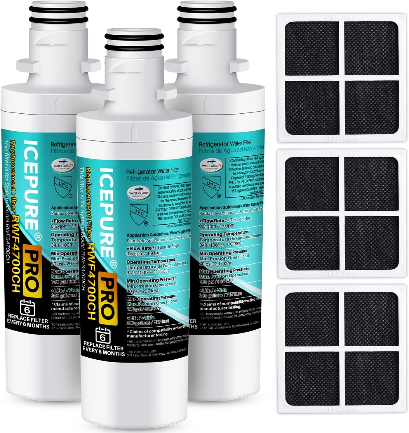 ICEPURE PRO LT1000P Replacement Water and Air Filter 3 PACK