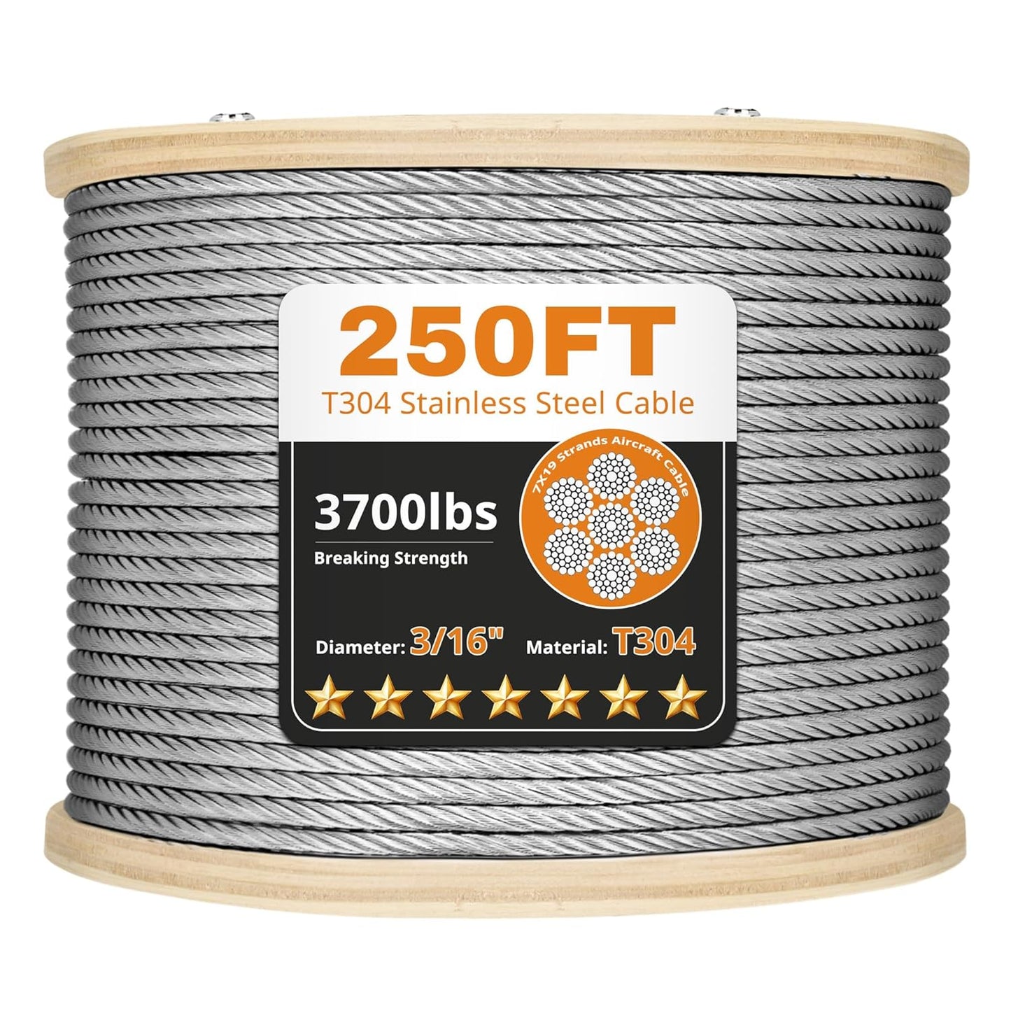 Thickened 3/16 Stainless Steel Cable for Heavy Duty Use