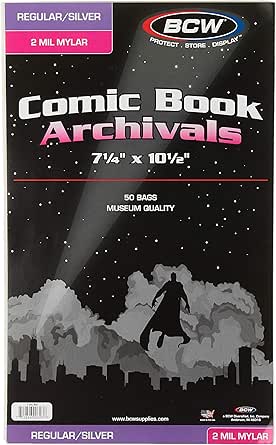 BCW Silver Comic Mylar Bags 50 Pack for Comic Book Storage