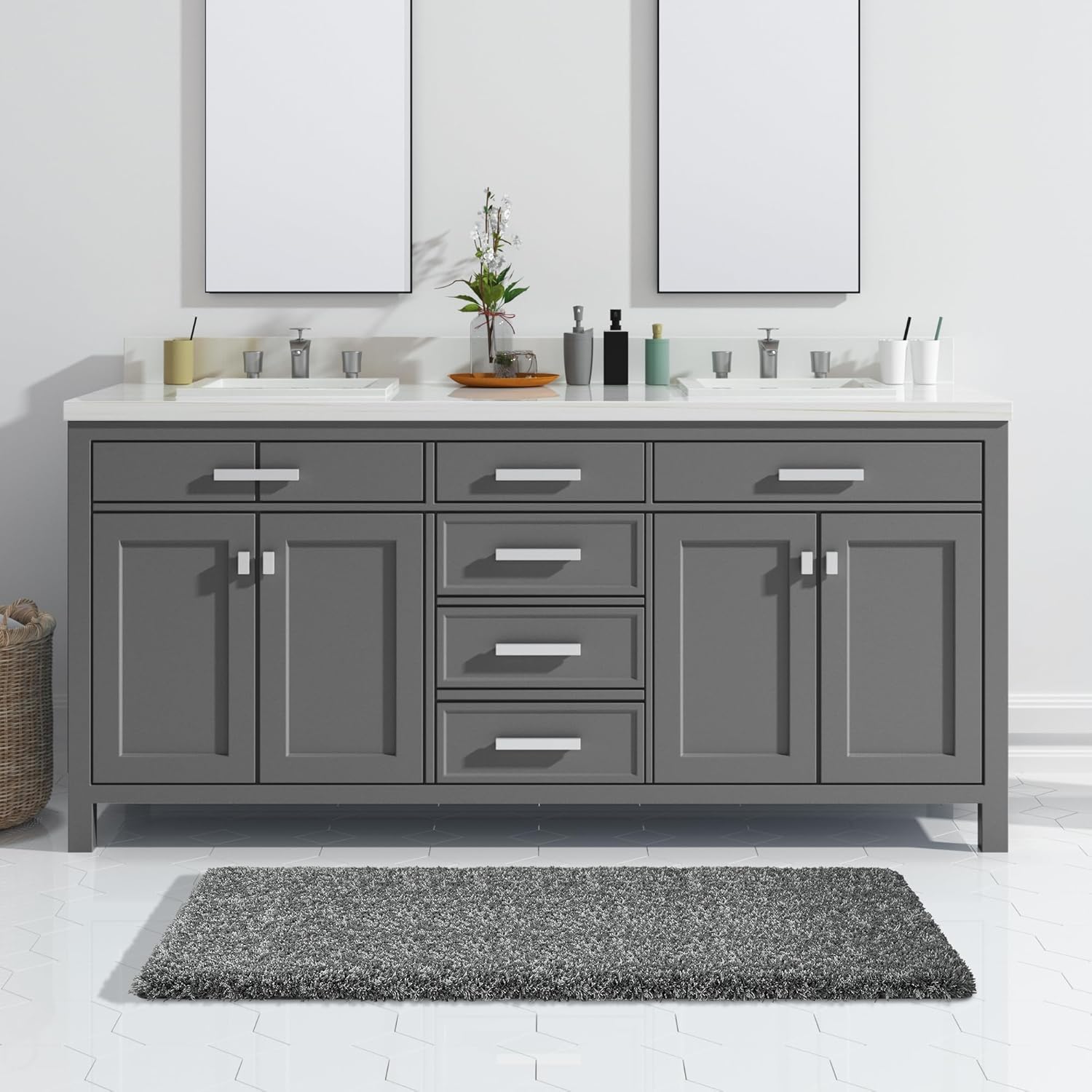 Yimobra Luxury Bathroom Rugs: Fluffy, Non-Slip, Water Absorbent