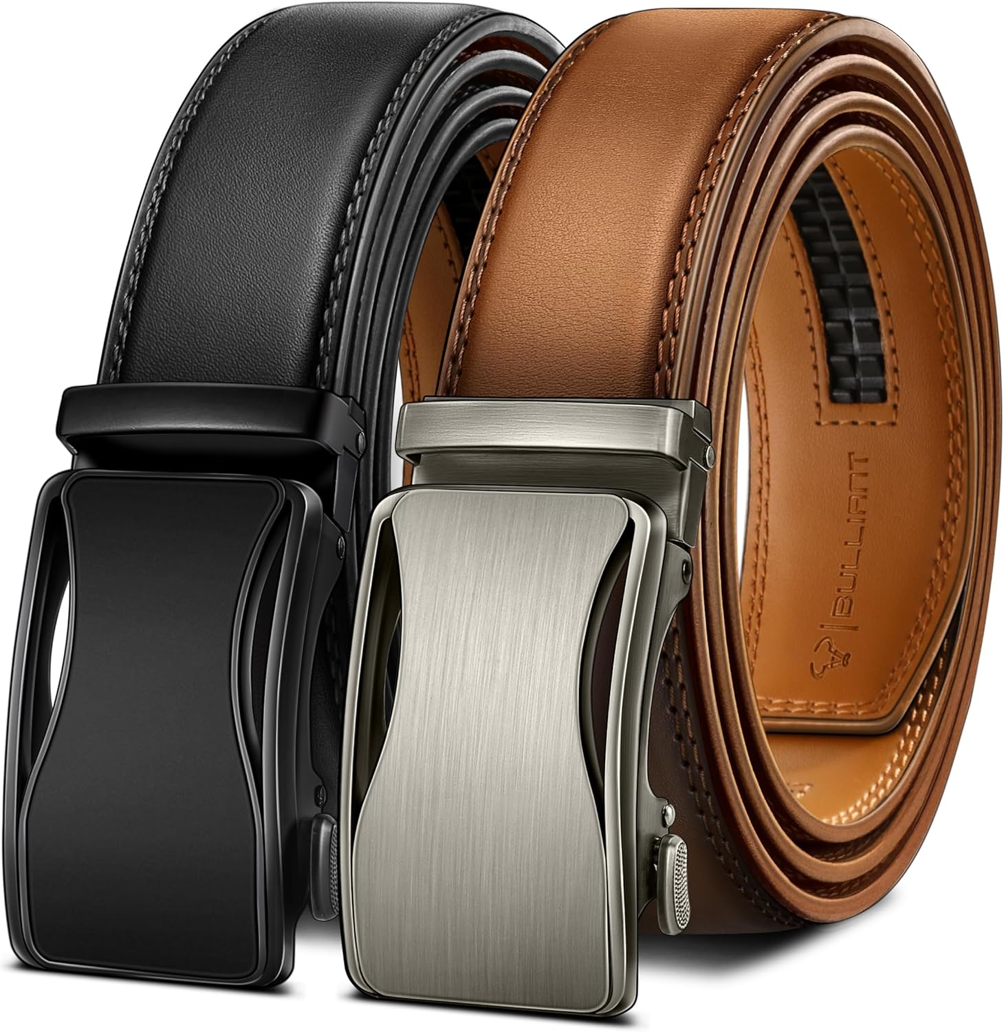 BULLIANT Men Belts 2 Pack Adjustable Ratchet Sliding Design