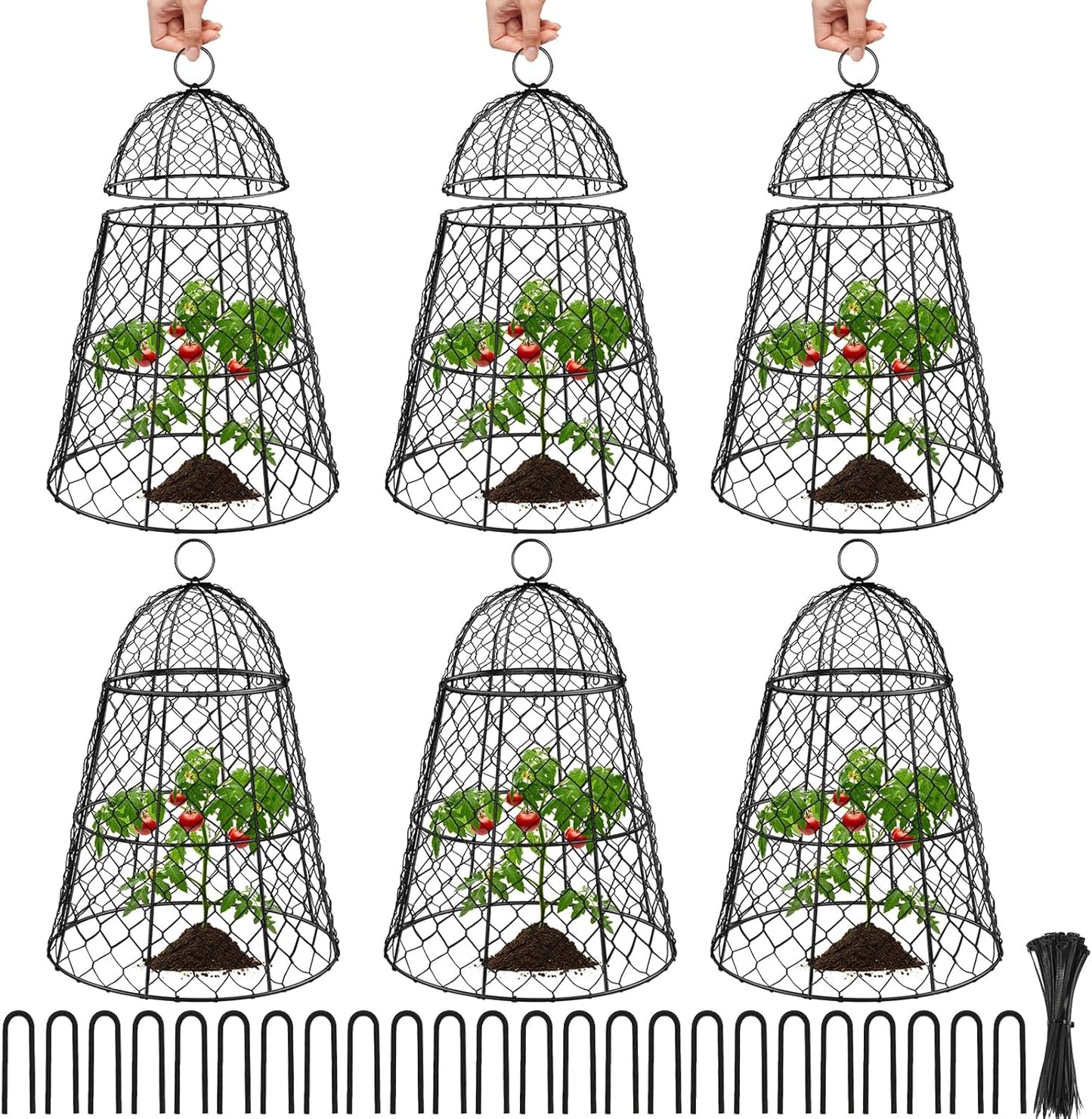 6 Pcs Garden Cloches for Plants - Extra Large Metal Covers