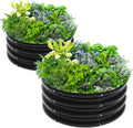 2Pcs 2X2X1ft Round Raised Garden Bed Kit - Durable Galvanized Planter