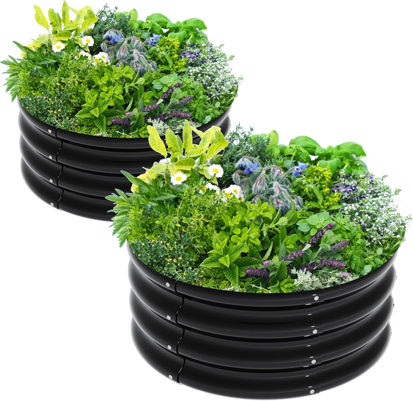 2Pcs Round Raised Garden Bed Kit for Vegetables and Herbs