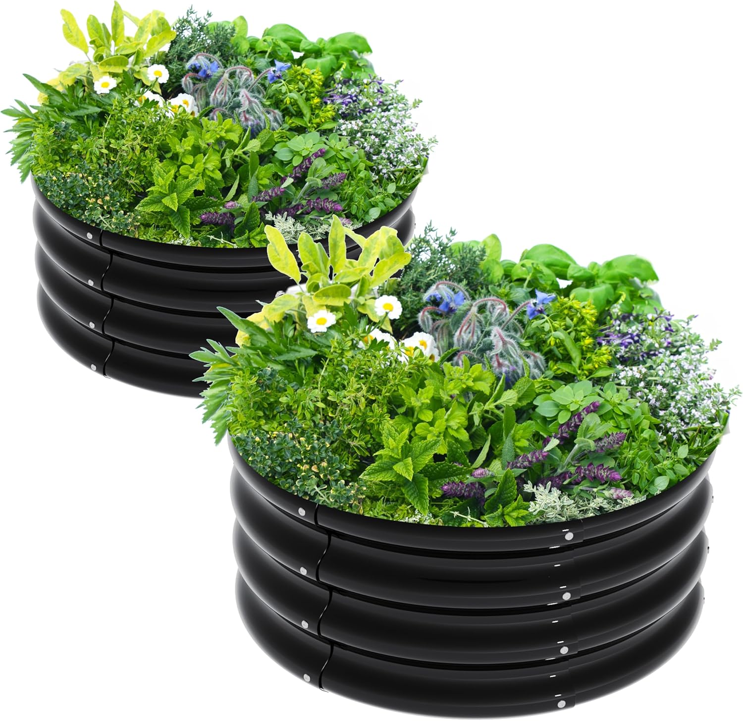 2Pcs Round Raised Garden Bed Kit for Vegetables and Herbs