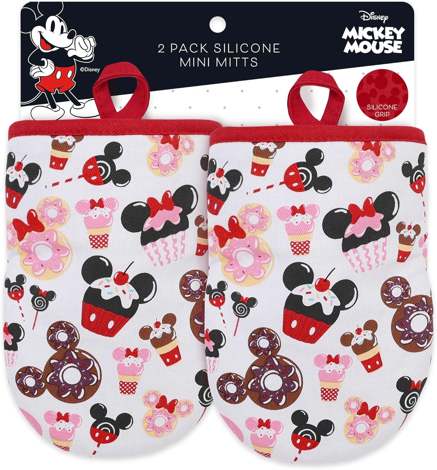 Disney Heat-Resistant Mini Oven Mitts - Non-Slip Silicone - Mickey & Minnie, Stitch, Pooh
