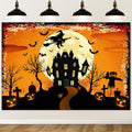 Halloween Backdrop 10x7 ft Orange Night Moon Background - Vibrant