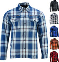 Men's Motorcycle Shirt Plaid Biker Flannel Jacket - Water Resistant