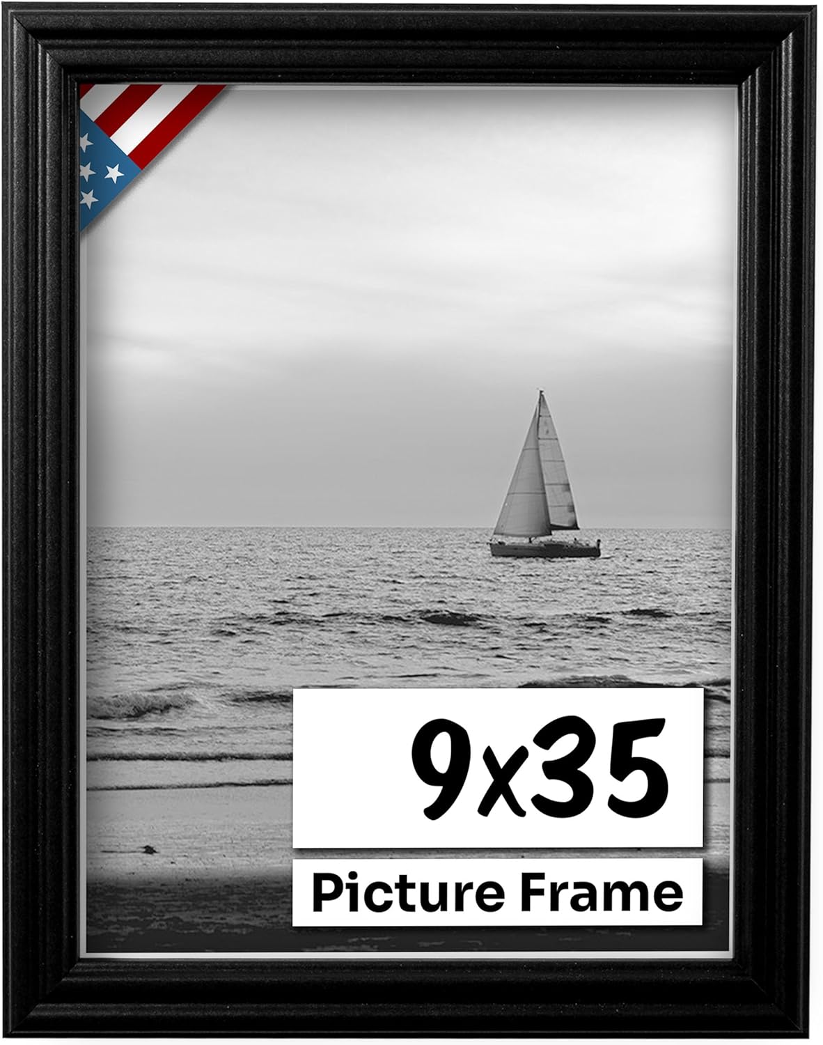 Black 9x35 Picture Frame - Handmade Solid Wood Wall Decor