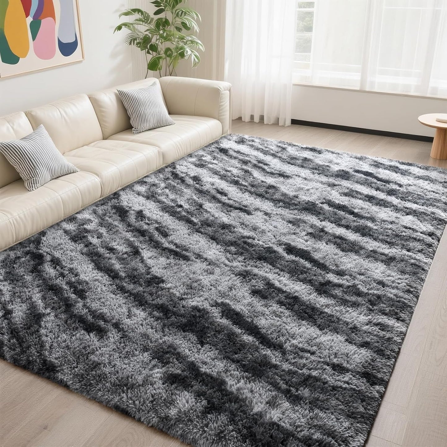 DweIke 6x9 Fluffy Shag Area Rug for Living Room and Bedroom