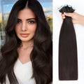 Tape in Hair Extensions Human Hair Straight Dark Brown 20 in