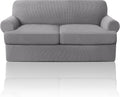 T Cushion Loveseat Slipcover 3 Piece Sofa Cover - Stretch Fit, Dove