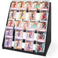5-Tier Graded Trading Card Display Case - Rustic Wood Stand