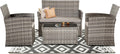 4 Piece Patio Furniture Set Gray/Gray - Outdoor Wicker Conversation