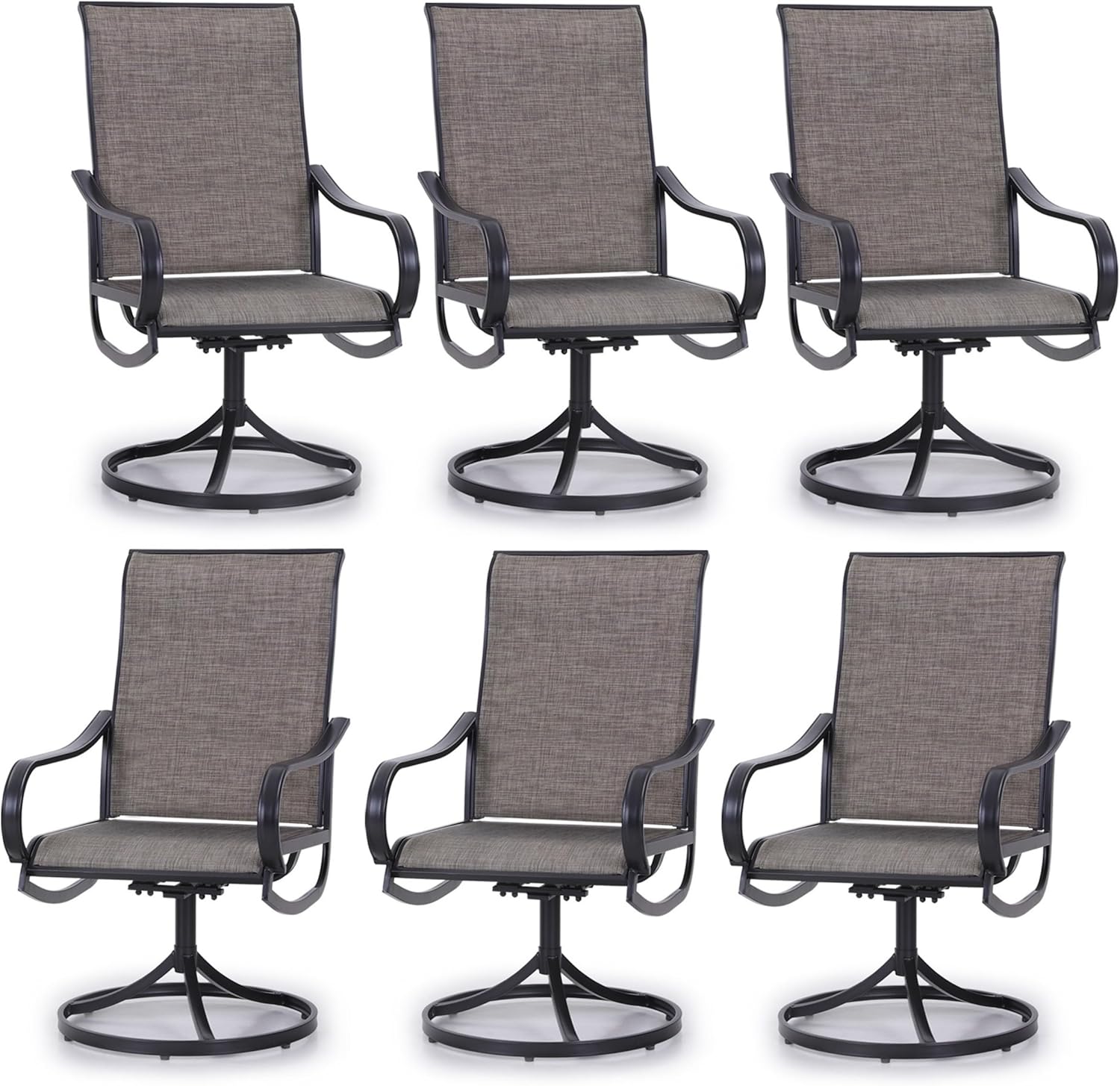 PHI VILLA Patio Swivel Dining Chairs Set of 6 for Outdoor Use