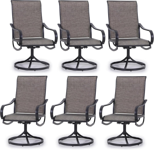 PHI VILLA Patio Swivel Dining Chairs Set of 6 for Outdoor Use