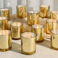 12 Pack Glass Candle Jars 10oz Gold with Bamboo Lids - Elegant Bulk