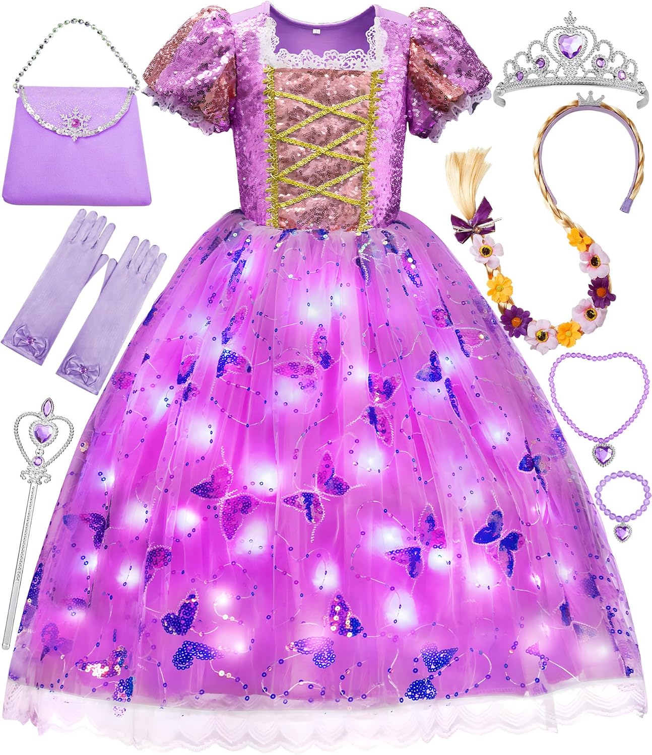 Light Up Princess Dress for Girls - Dreamy Costume for Ages 3-8