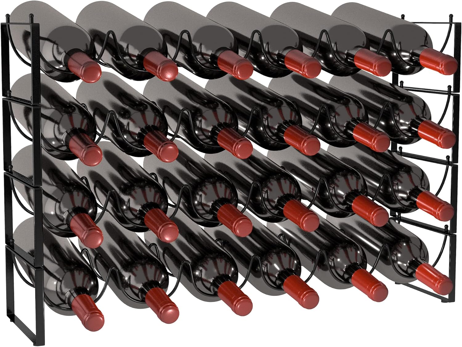 TONLEA 4-Tier Wine Rack for 24 Bottles - Stackable Storage