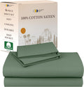 100% Cotton Sateen King Bed Sheet Set - Deep Pockets, Cooling