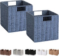Vagusicc Wicker Basket Set of 2 - Foldable 9 in Cube Storage