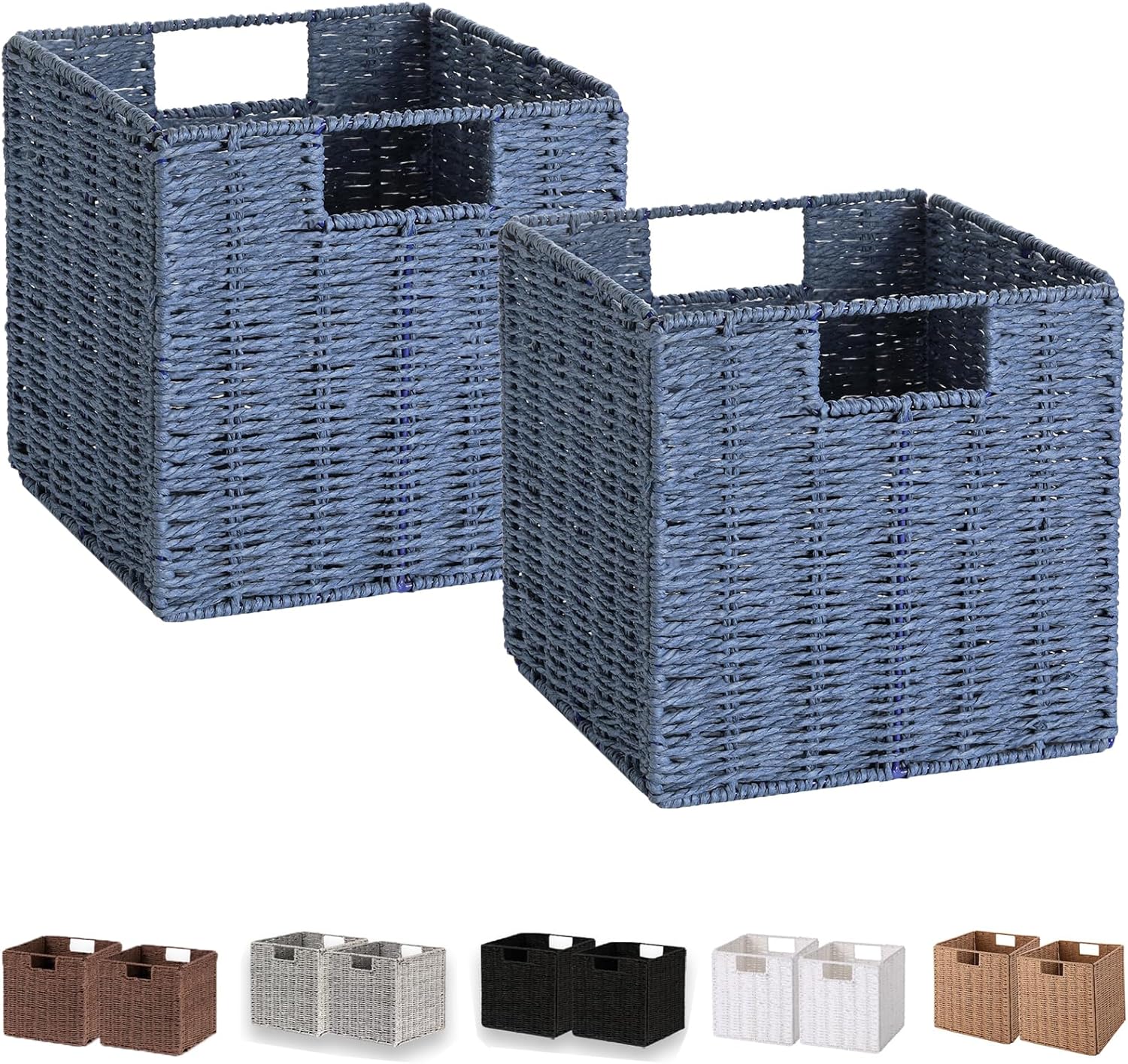 Vagusicc Wicker Basket Set of 2 Hand-Woven Storage Bins