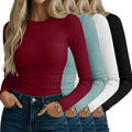 Neer 4 Pack Women's Ribbed Long Sleeve Shirts - Slim Cotton Base