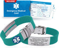 Sport Medical Alert Bracelet for Men & Women - Custom Engraved Teal
