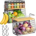 Magnetic Shelf for Fridge with Wood Lid (Silver-gray, 2) - Compact