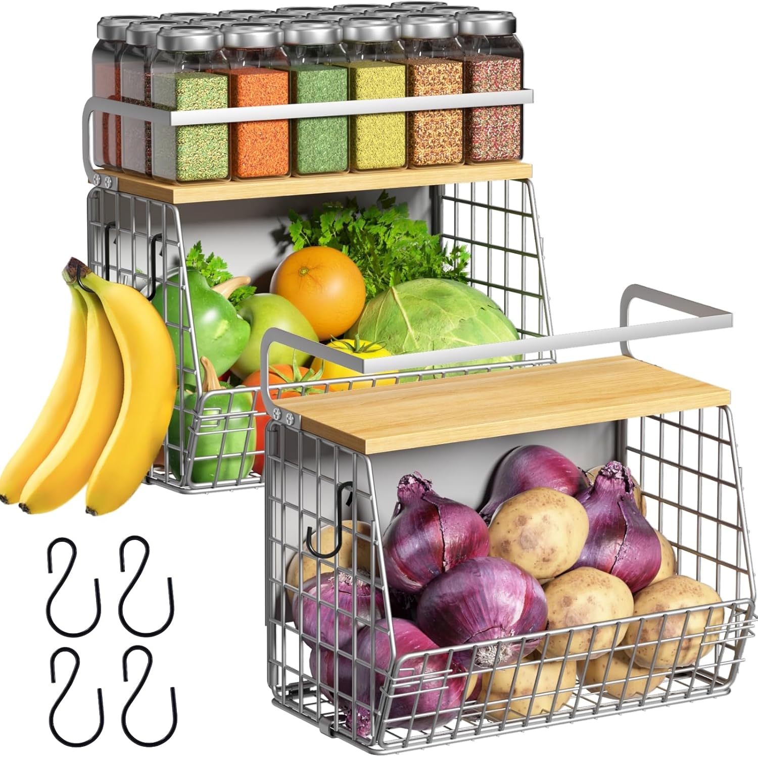 Magnetic Shelf for Fridge with Wood Lid - Stylish Storage Solution