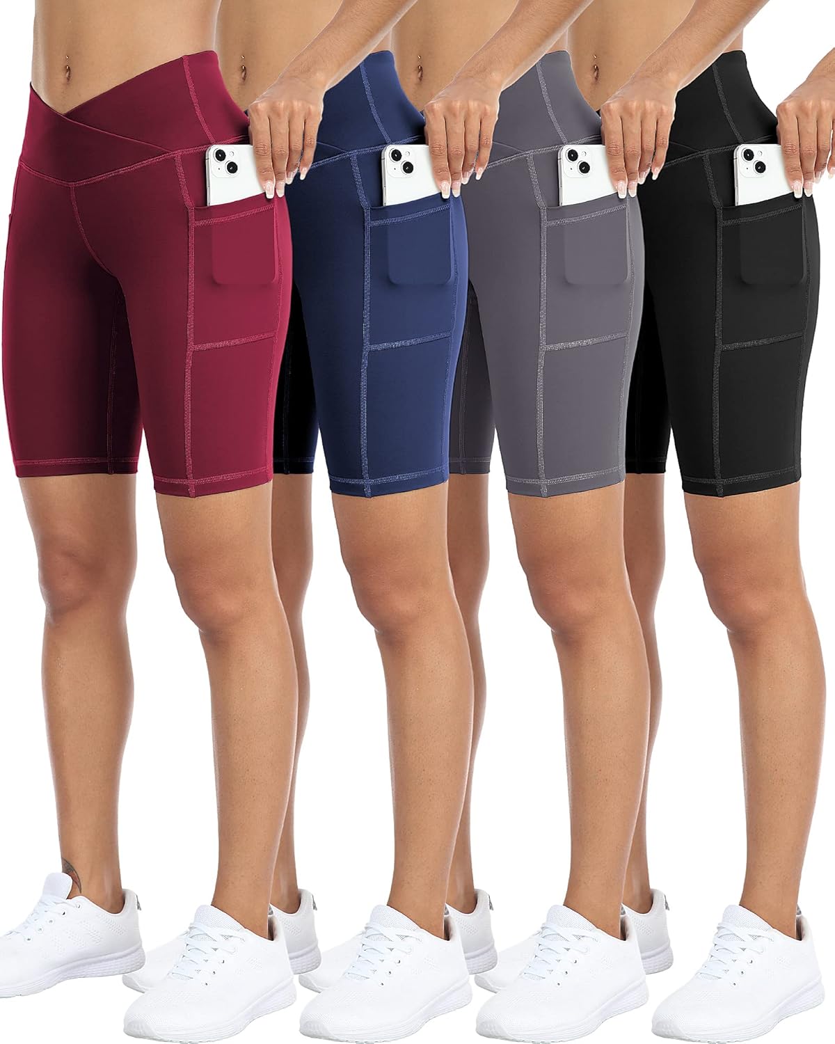 Biker Yoga Shorts with Pockets for Women - High Waisted Comfort