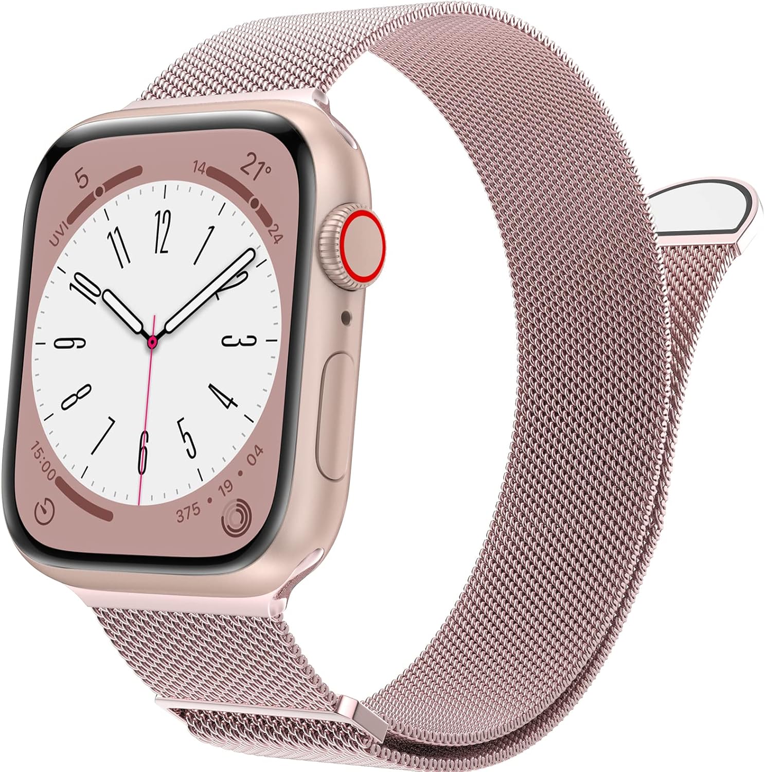 Stylish RosePink Stainless Steel Apple Watch Band - MARGE PLUS