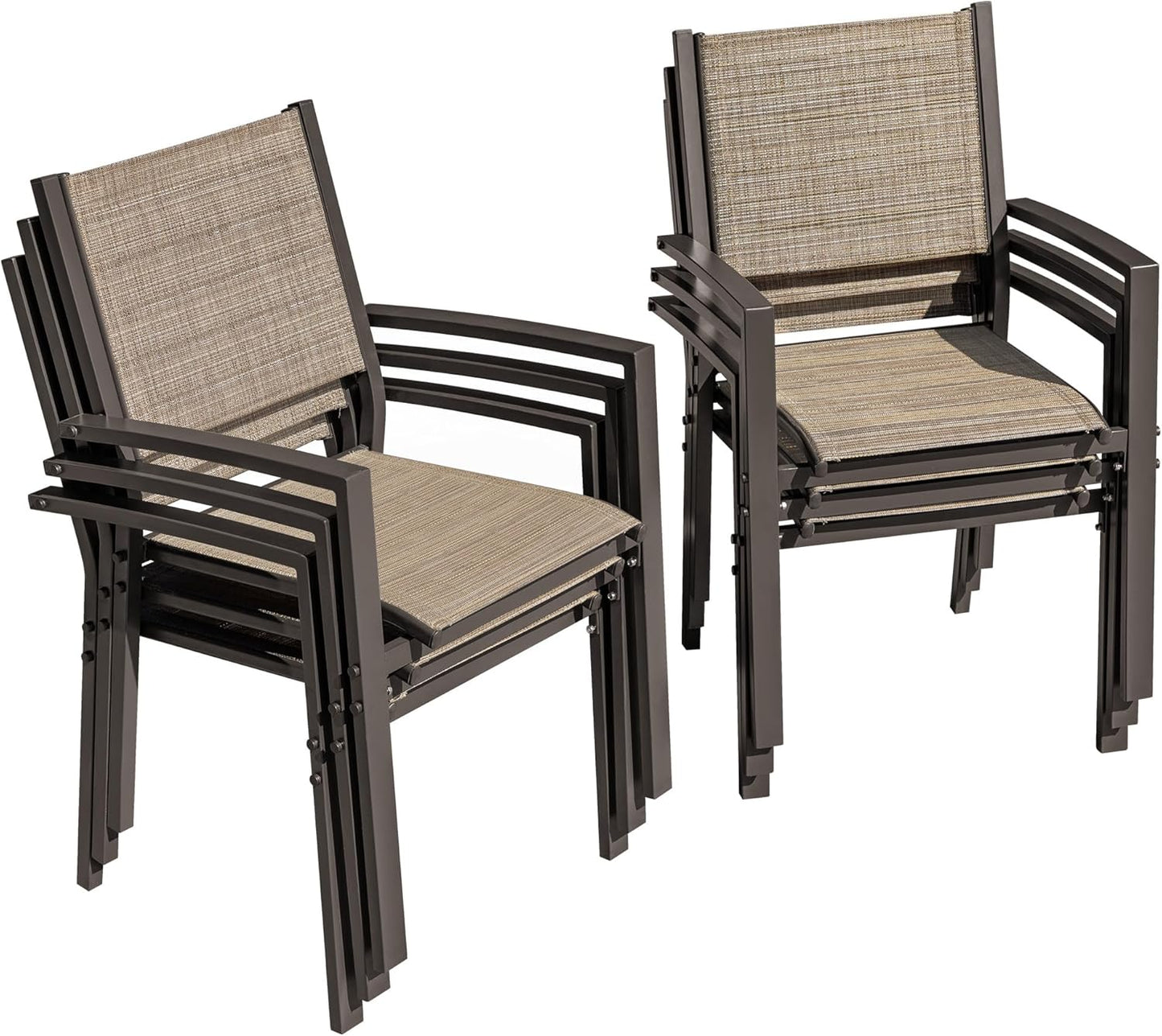 Flamaker Patio Chairs Set of 6 Stackable Outdoor Dining Chairs