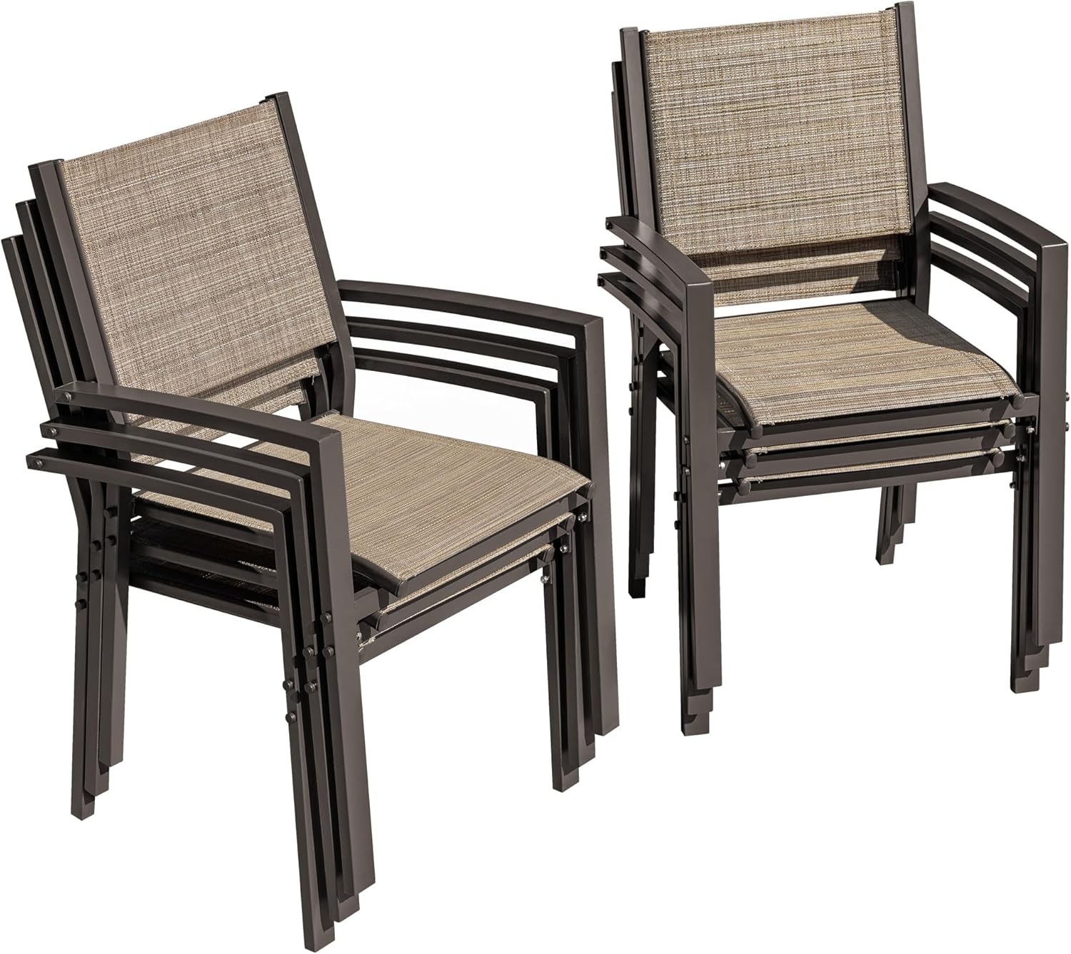 Flamaker Patio Chairs Set of 6 Stackable Outdoor Dining Chairs
