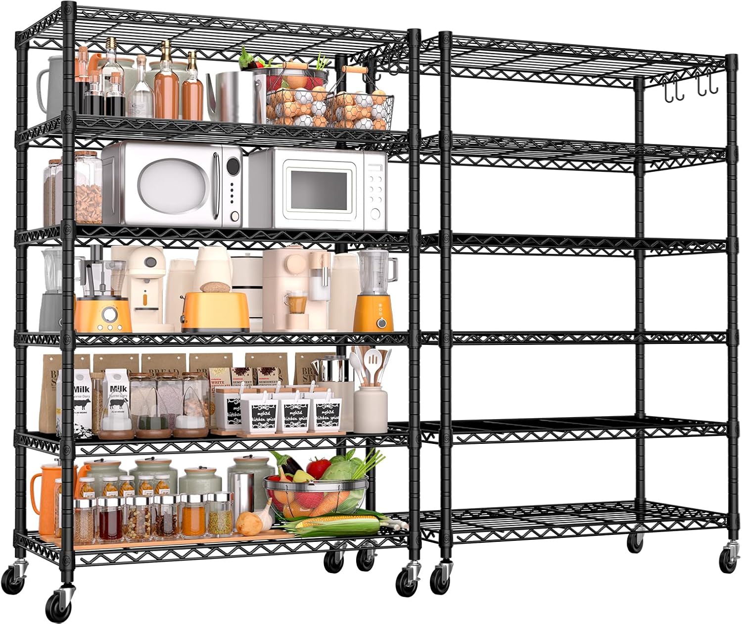 PrimeZone 6 Tier Wire Shelving with Wheels for Storage