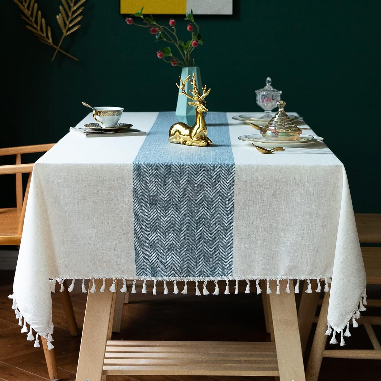 Cotton Linen Tablecloth for Rectangle Tables, 55ft x 120ft Cover
