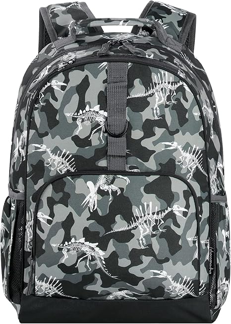 Choco Mocha Camo Dinosaur Backpack for Boys - 17 inch Size