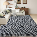 8x10 Large Area Rug Zebra Black White - Ultra Soft Big Shag